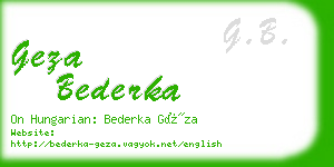 geza bederka business card